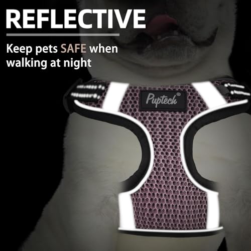 PUPTECK Animal Harness in M (17-25lbs, Chest 17"-21"), #1 LightPink(Breathable Mesh)