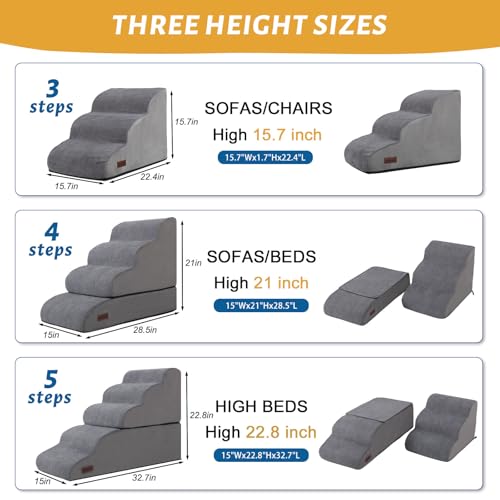 aodisman Animal Stair in Split Design 4-Step 21"H, Grey