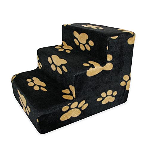 Best Pet Supplies Animal Stair in H: 13.5 Inches, Paw Print on Black