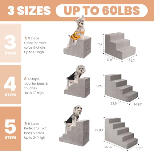 MEWANG Animal Stair in 3 steps: 17.95''L×14.96''W×13.70''H, Square Corner