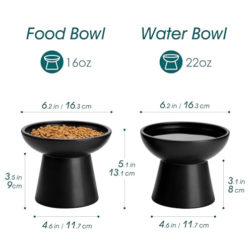 vancasso Pet Feeder in 2 Pack-Food & Water Bowls, Black