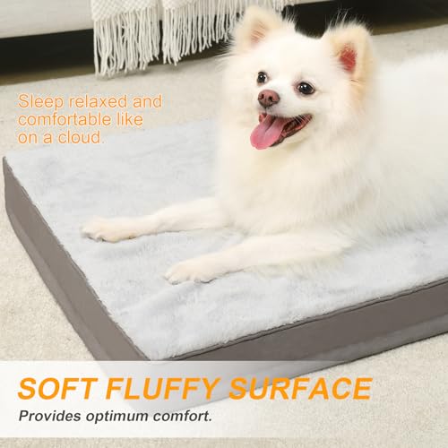 KSIIA Pet Bed Mat in 23.0"L x 17.0"W x 3.0"Th, Light Grey