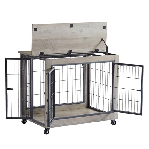 NicBex Animal Cage in 31.5"L x 21.0"W x 24.8"H, Grey