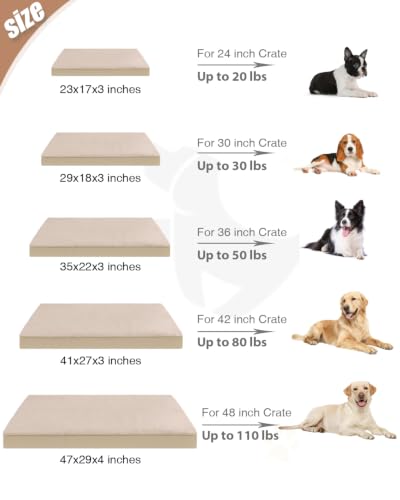 KSIIA Pet Bed Mat in 35.0"L x 22.0"W x 3.0"Th, Khaki