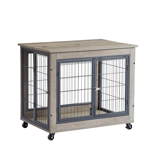 NicBex Animal Cage in 31.5"L x 21.0"W x 24.8"H, Grey