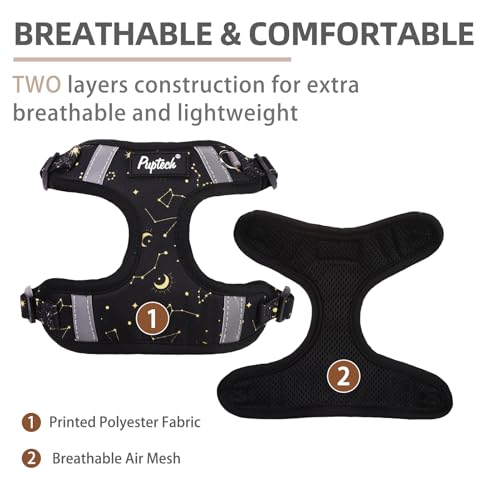 PUPTECK Animal Harness in XS (9-13lbs, Chest 14"-16"), #1 Blue(Breathable Mesh)