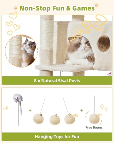 Taoqimiao Pet Activity Structure in 76 inch, Beige