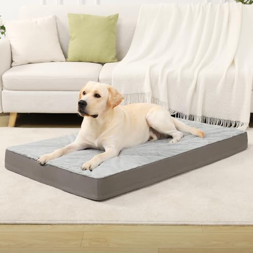 KSIIA Pet Bed Mat in 44.0"L x 32.0"W x 4.0"Th, Light Grey