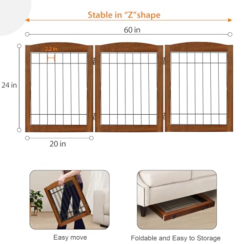 LZRS Temporary Gate in 24"Height-3 Panel, Oak Cherry