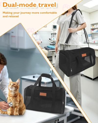 Petux Animal Carrier in 17.0"L x 11.0"W x 9.5"H, Black