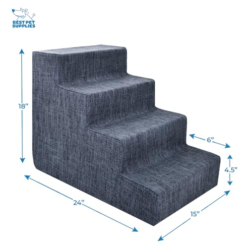 Best Pet Supplies Animal Stair in H: 18 Inches, Dark Gray Linen