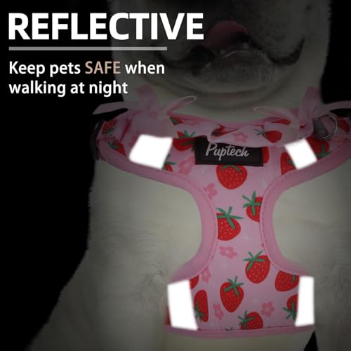 PUPTECK Animal Harness in XS (9-13lbs, Chest 14"-16"), #2 Pink(Strawberry Print)