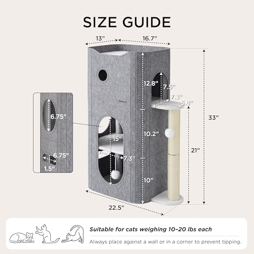 Bedsure Pet Activity Structure in 3-Level, Grey