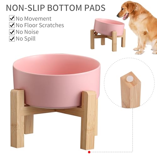 DJJJOOYS Pet Feeder in Slanted Medium & Large Dog Bowl, Pink