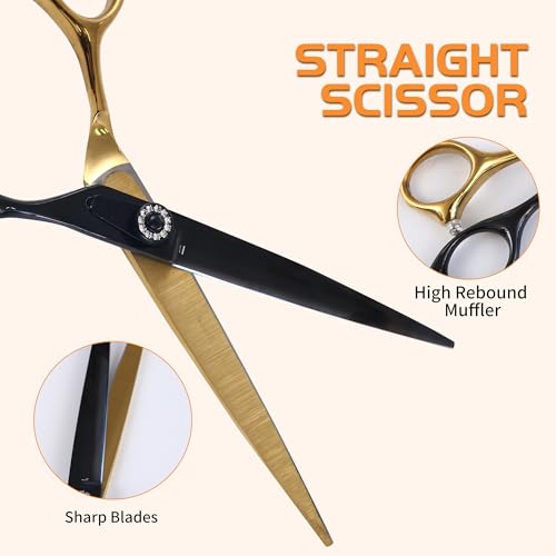 hyzrqwyw Scissors in 4 pieces - Professional Kit, Black Gold