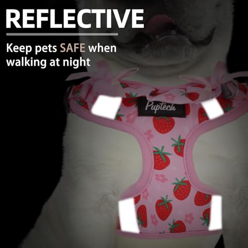 PUPTECK Animal Harness in M (17-25lbs, Chest 17"-21"), #2 Pink(Strawberry Print)
