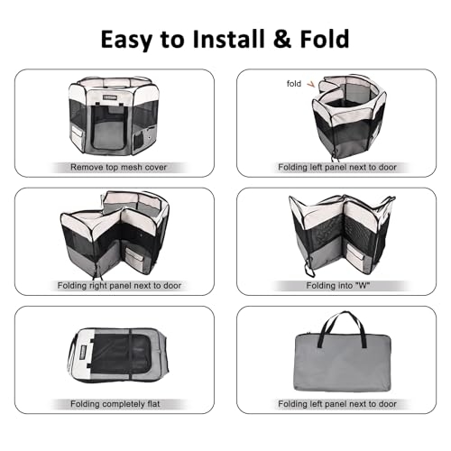 JESPET Pet Playpen in 45 x 45 x 24 inches, Light Grey