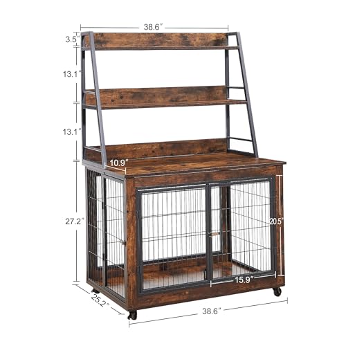NicBex Animal Cage in 38.6"L x 25.2"W x 56.9"H, Rustic Brown