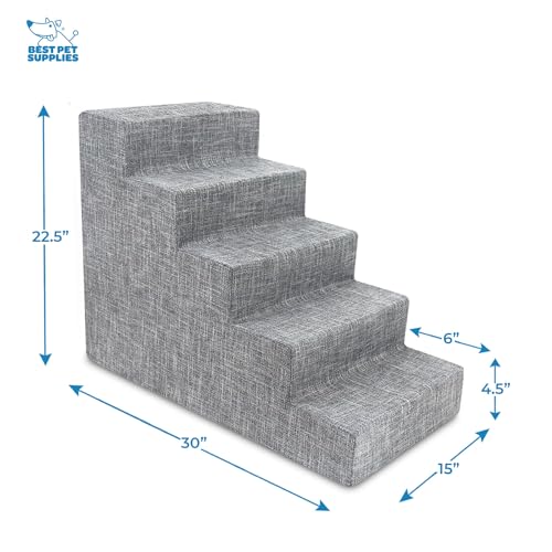 Best Pet Supplies Animal Stair in H: 22.5 Inches, Ash Gray Linen