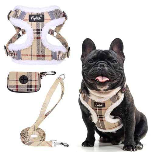 PUPTECK Animal Harness in L (25-33lbs, Chest 20"-25"), #3 Beige(Plush Plaid)
