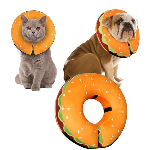 Cneo Animal Recovery Collar Cone in S（neck 4"-7"）, Hamburger