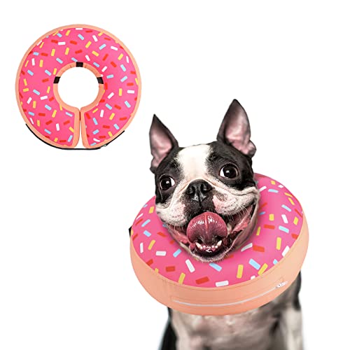 Supet Animal Recovery Collar Cone in S(Neck 7"-9.5"), Donut Pink
