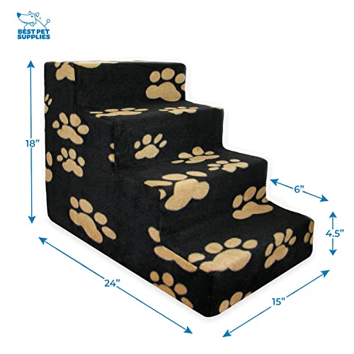 Best Pet Supplies Animal Stair in H: 18 Inches, Paw Print on Black