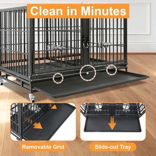 Homey Pet Animal Cage in 43.0"L x 28.0"W x 29.0"H, Black