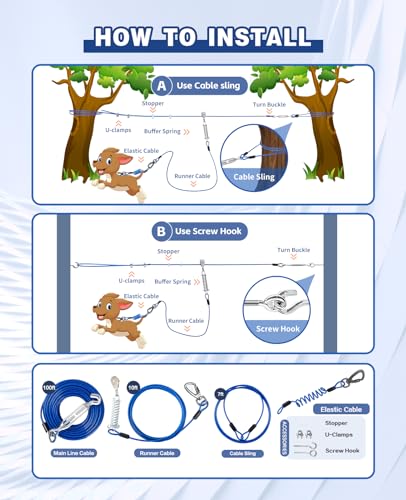 Duckygoo Leash in 50FT+10FT,250LBS, Blue