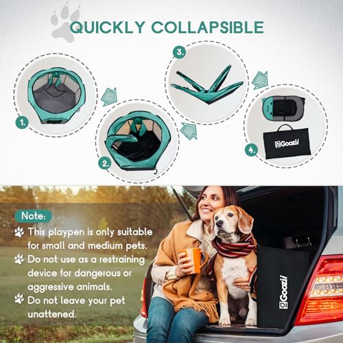 Goozii Pet Playpen in Small, Green-Gray