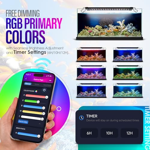 Gamalta Lamp in For 12~18inch Fish Tank, Black-Bluetooth App control