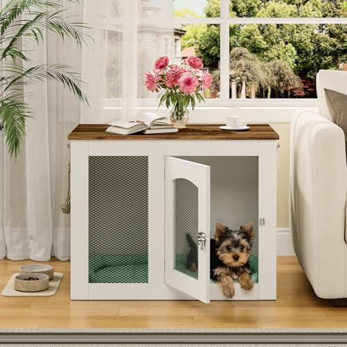 CHOEZON Animal Cage in 30.1"L x 19.7"W x 23.8"H, White and Walnut