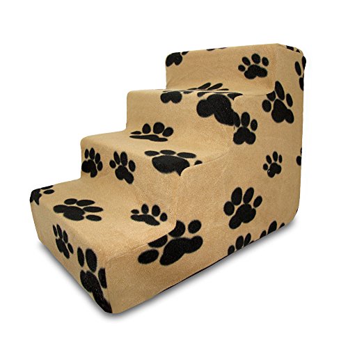 Best Pet Supplies Animal Stair in H: 18 Inches, Paw Print on Beige