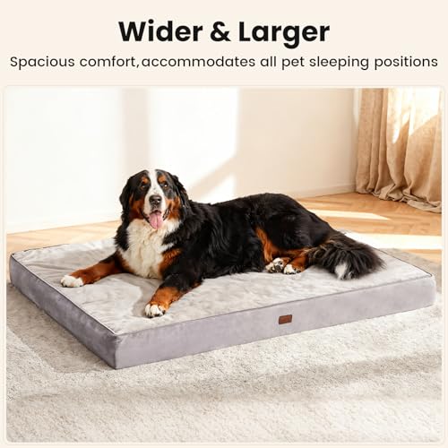 OhGeni Pet Bed Mat in 54" x 42" x 5" (For Sprawling), 01-Gray