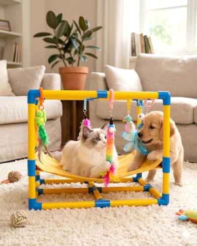 Grevigily Pet Toy in 23.6x15.7x15.7inch, Yellow + Blue