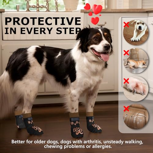ROUWINNE Paw Hoof Protector in XS(Pack of 4), Black and Caramel