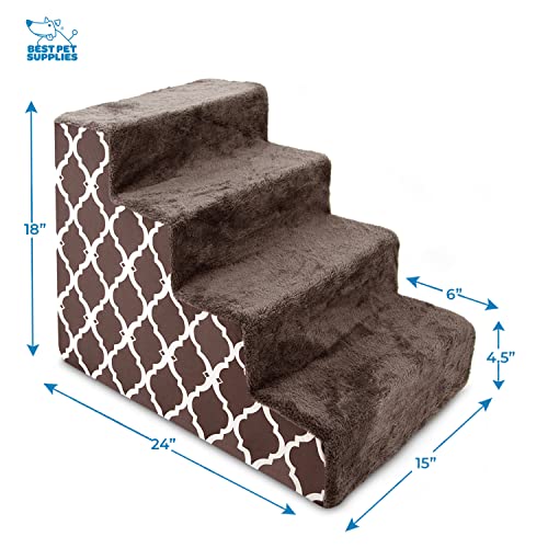 Best Pet Supplies Animal Stair in H: 18 Inches, Brown Lattice Print