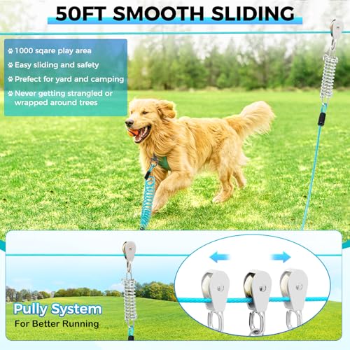 Duckygoo Leash in 50FT+10FT,250LBS, Teal
