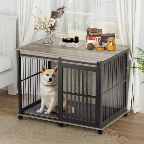 NicBex Animal Cage in 43.7"L x 30.0"W x 33.7"H, Grey