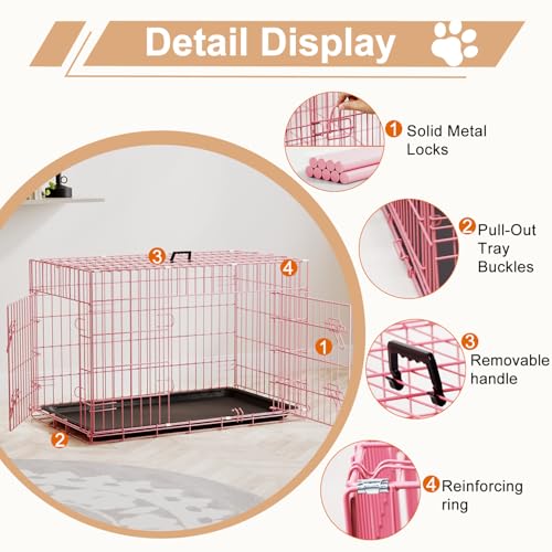 FDW Animal Cage in 36.0"L x 22.0"W x 24.0"H, Pink