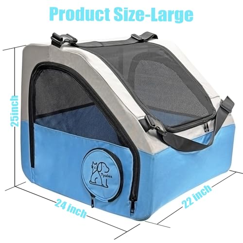 Tyalez Animal Carrier in 21.5"L x 25.0"W x 24.0"H, Blue, Grey