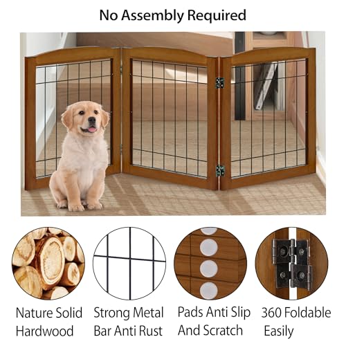 LZRS Temporary Gate in 24"Height-3 Panel, Oak Cherry