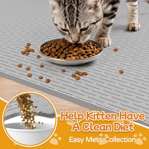 Lanstics Pet Placemat in 50"L x 35"W, Light Grey