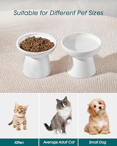 vancasso Pet Feeder in 2 Pack-Food & Water Bowls, White