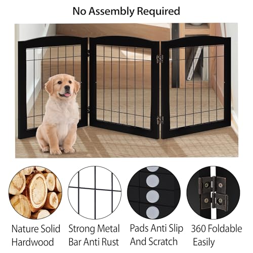 LZRS Temporary Gate in 24"Height-3 Panel, Black