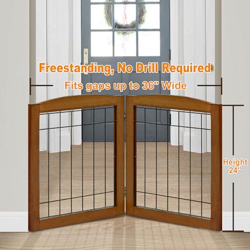 LZRS Temporary Gate in 24"Height-2 Panel, Oak Cherry