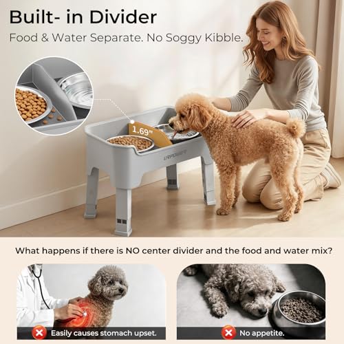URPOWER Pet Feeder in Small, Light Grey