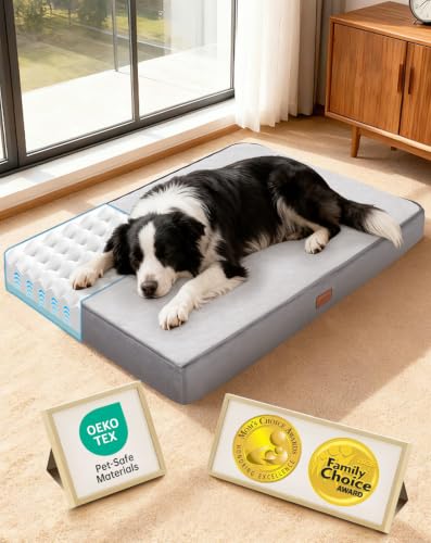 OhGeni Pet Bed Mat in 36" x 27" x 3.5" (For Sprawling), 01-Gray