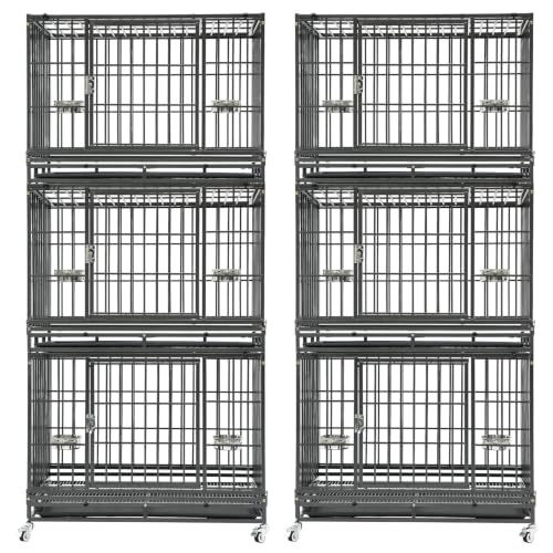 Homey Pet Animal Cage in 37"L x 22.5"W x 29.5"H - 3 Tiers - 2 Pack, Black