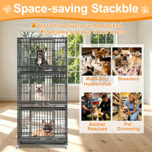 Homey Pet Animal Cage in 37"L x 22.5"W x 29.5"H - 3 Tiers - 2 Pack, Black